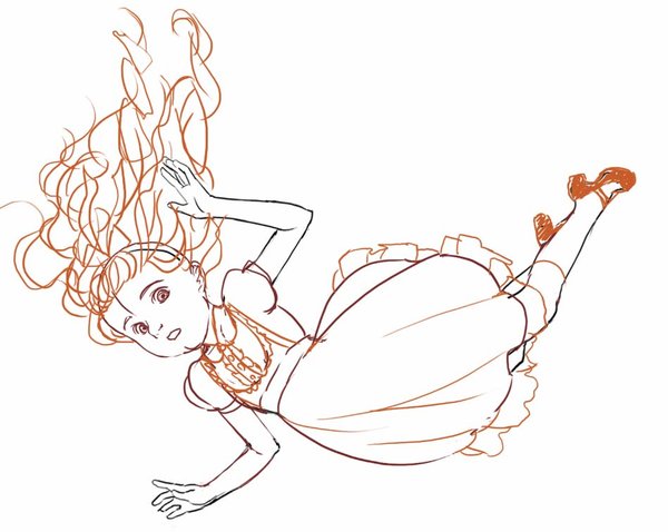600x478 Girl Falling Sketch By Skimlines