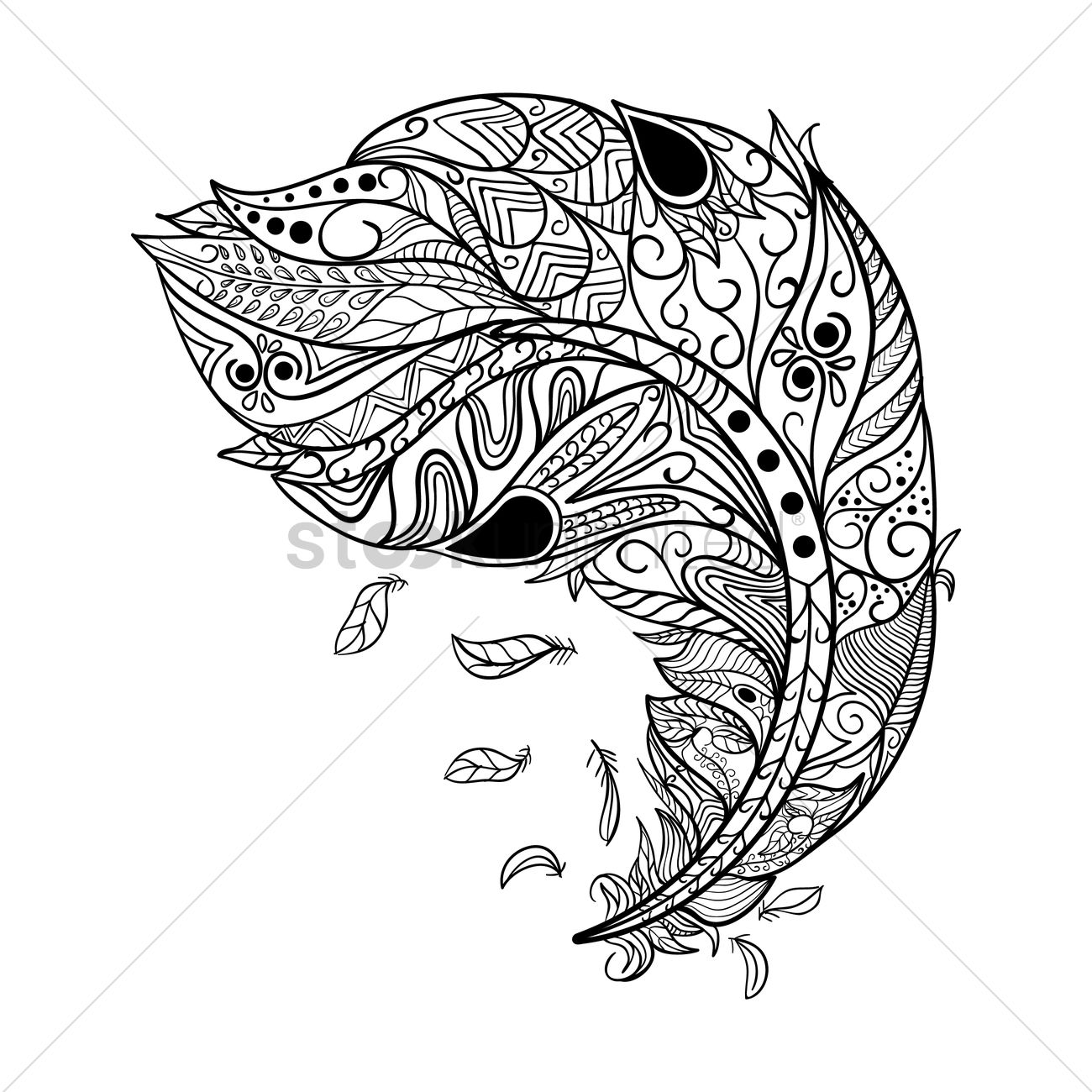 1300x1300 Intricate Feather Design Vector Image