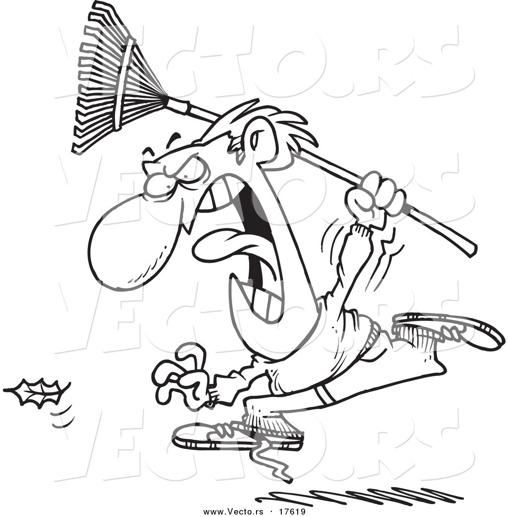 1024x1044 Vector Of A Cartoon Angry Man Chasing A Falling Leaf