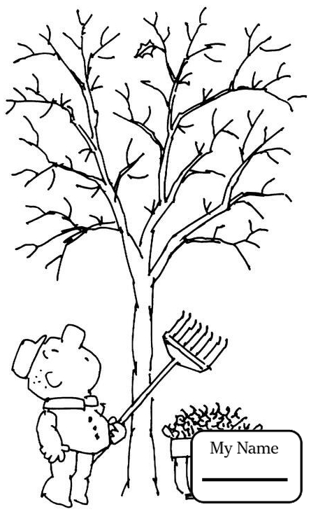 445x734 Coloring Pages Nature Seasons A Boy Is Playing With Falling Leaves