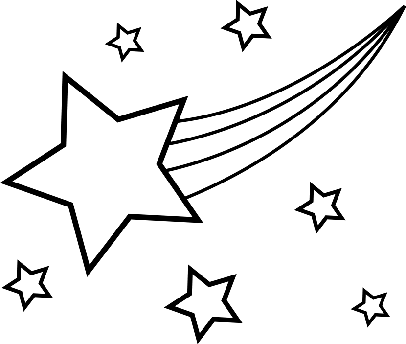 830x703 Shooting Star Clipart Black And White