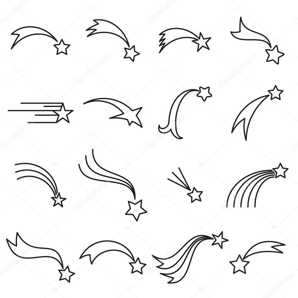 1024x1024 Collection Of Shooting Star Icons. Falling Star Icons. Comet Icons