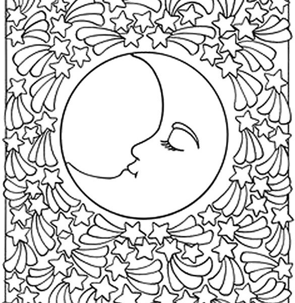 585x600 Moon Coloring Pages For Adults Coloring Page