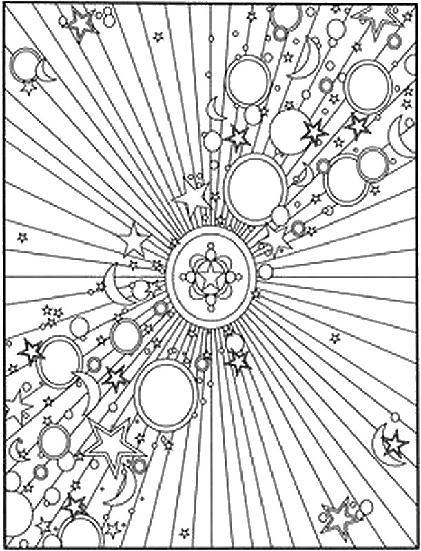 611x800 Adult Coloring Page Moon Sun Stars Starry Sky 5