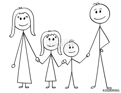 500x383 Cartoon Stick Man Drawing Illustration Of Happy Family Of Father