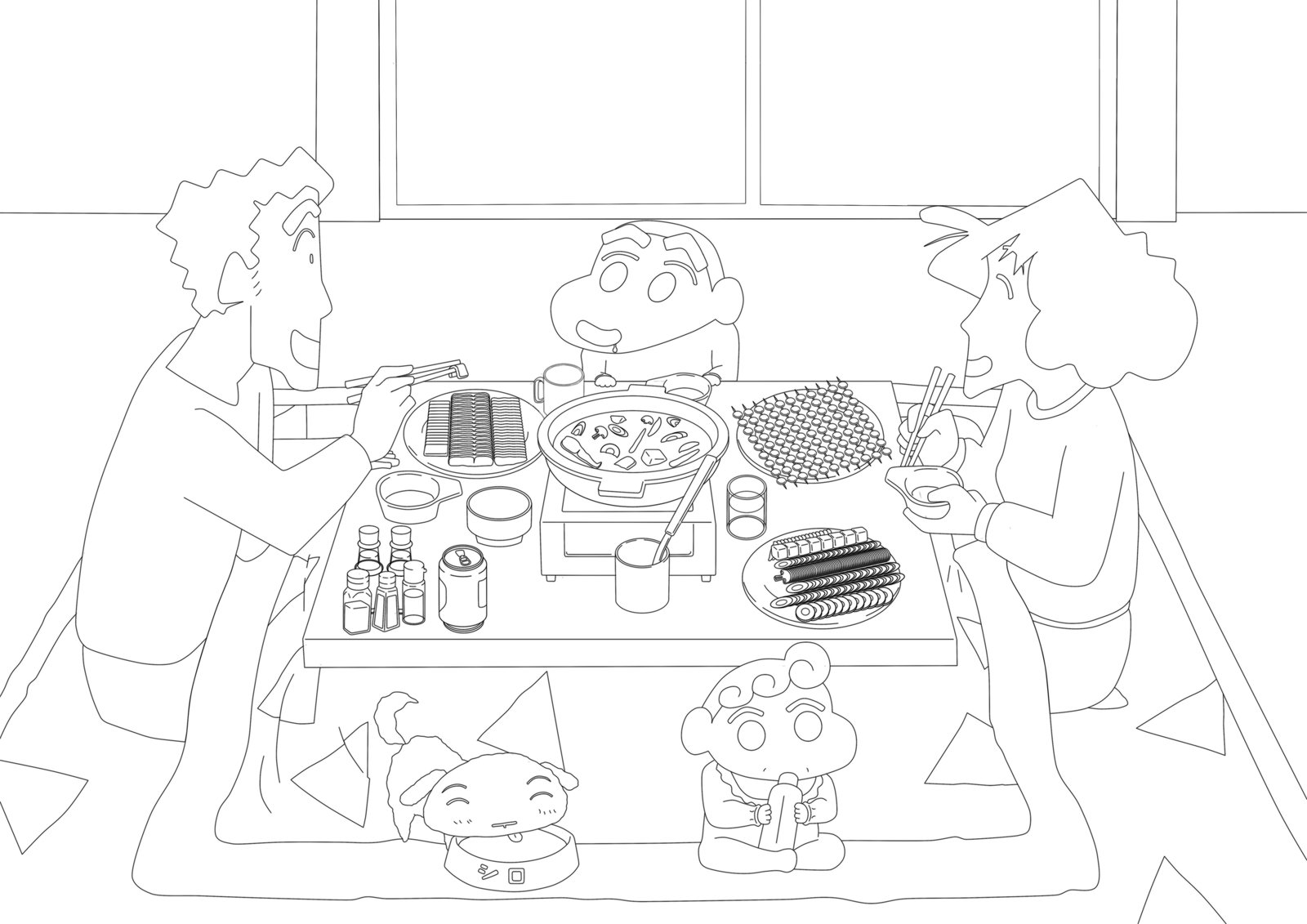 1600x1131 Line Crayon Shin Chan Family Dinner 2015 By Darshan2good