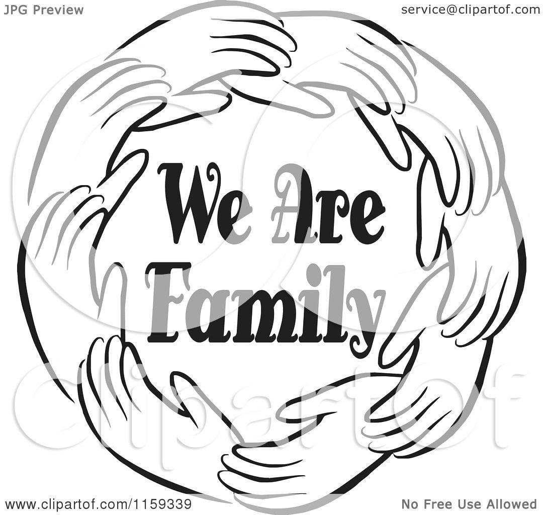 1080x1024 Cartoon Of A Black And White Circle Of Hands Around We Are Family