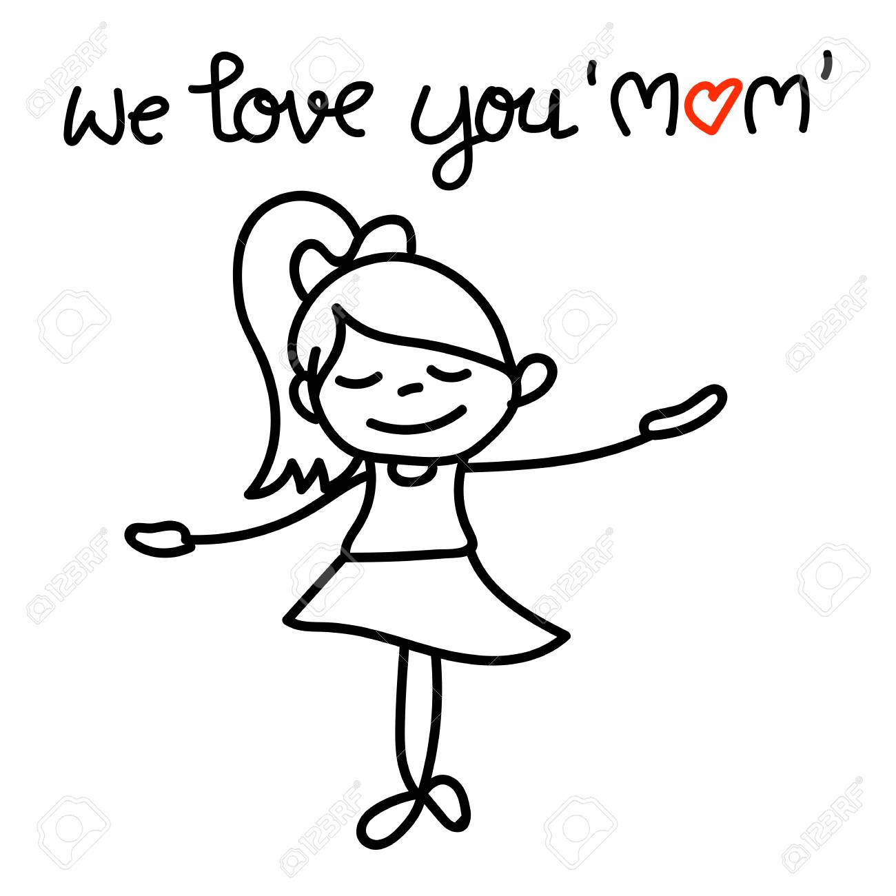 1300x1300 Hand Drawing Cartoon Character Concept Happy Mothers Day. Happy