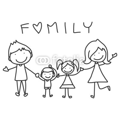 400x400 Hand Drawing Cartoon Happy Family Wall Mural Yoga Wallpaper Murals