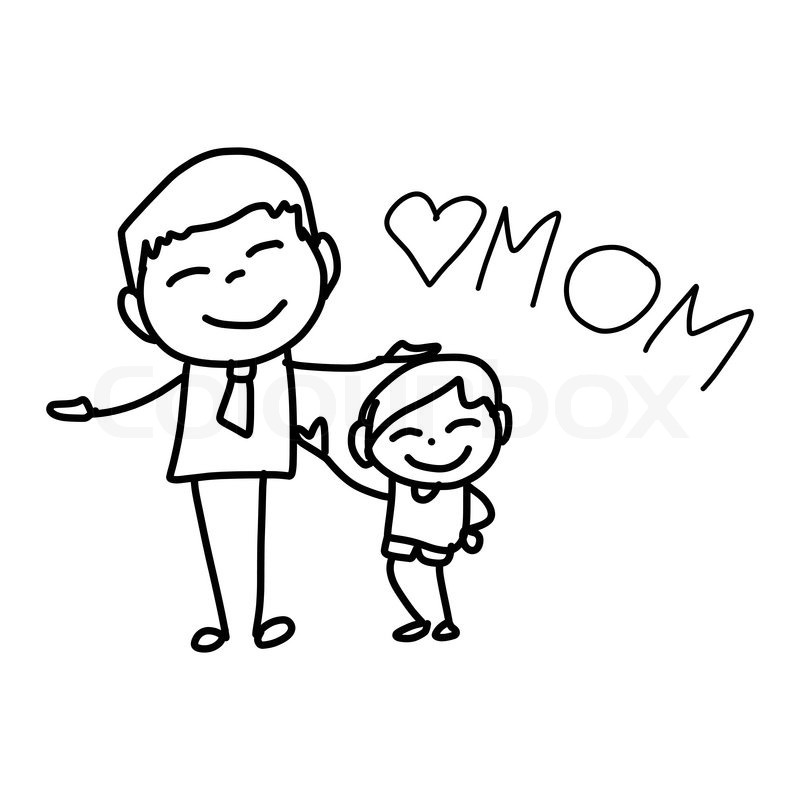 800x800 Hand Drawing Cartoon Character Happy Family Stock Vector Colourbox