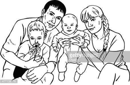 455x300 Happy Family Drawing Premium Clipart