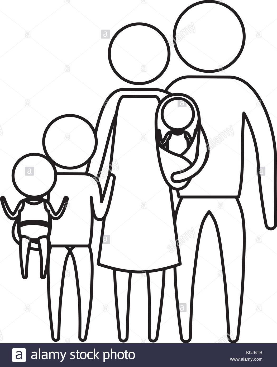 1050x1390 Sketch Silhouette Of Pictogram Big Family Group In Clothes Stock