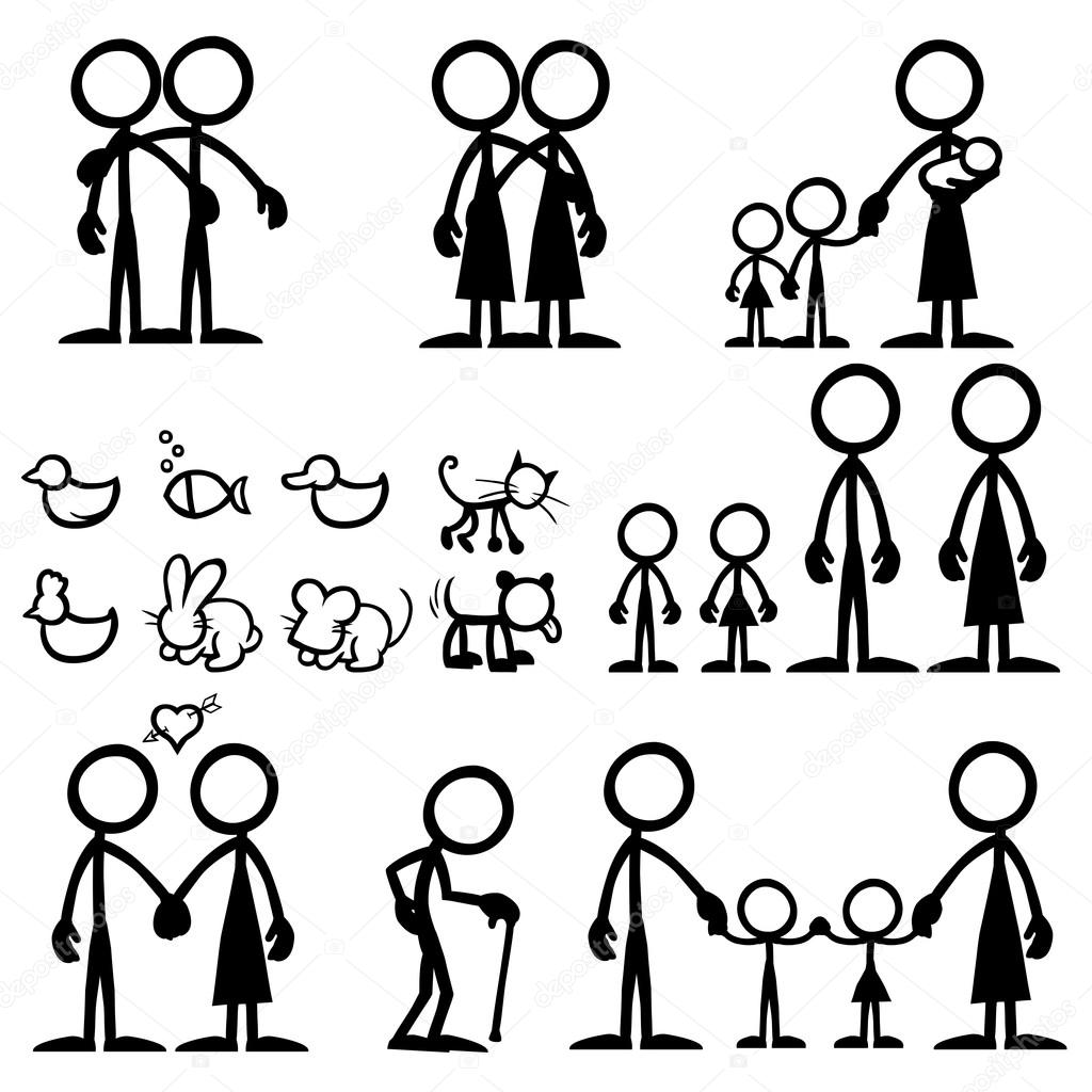 1024x1024 Set Of Stick Figures, Family Stock Vector Tobybridson