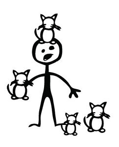 243x300 Crazy Cat Man Cat Lady Stick Figure Family Car Vinyl Decal Sticker