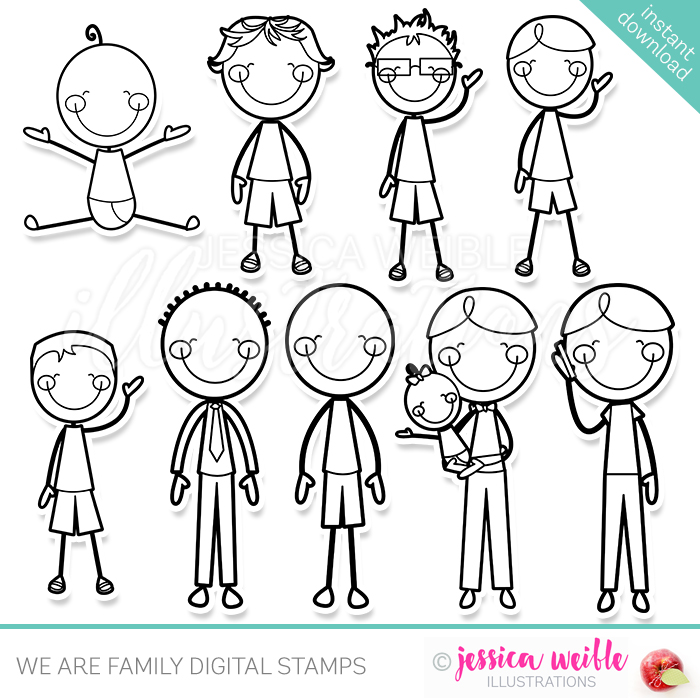 700x700 We Are Family Boys Stamps Jw Illustrations