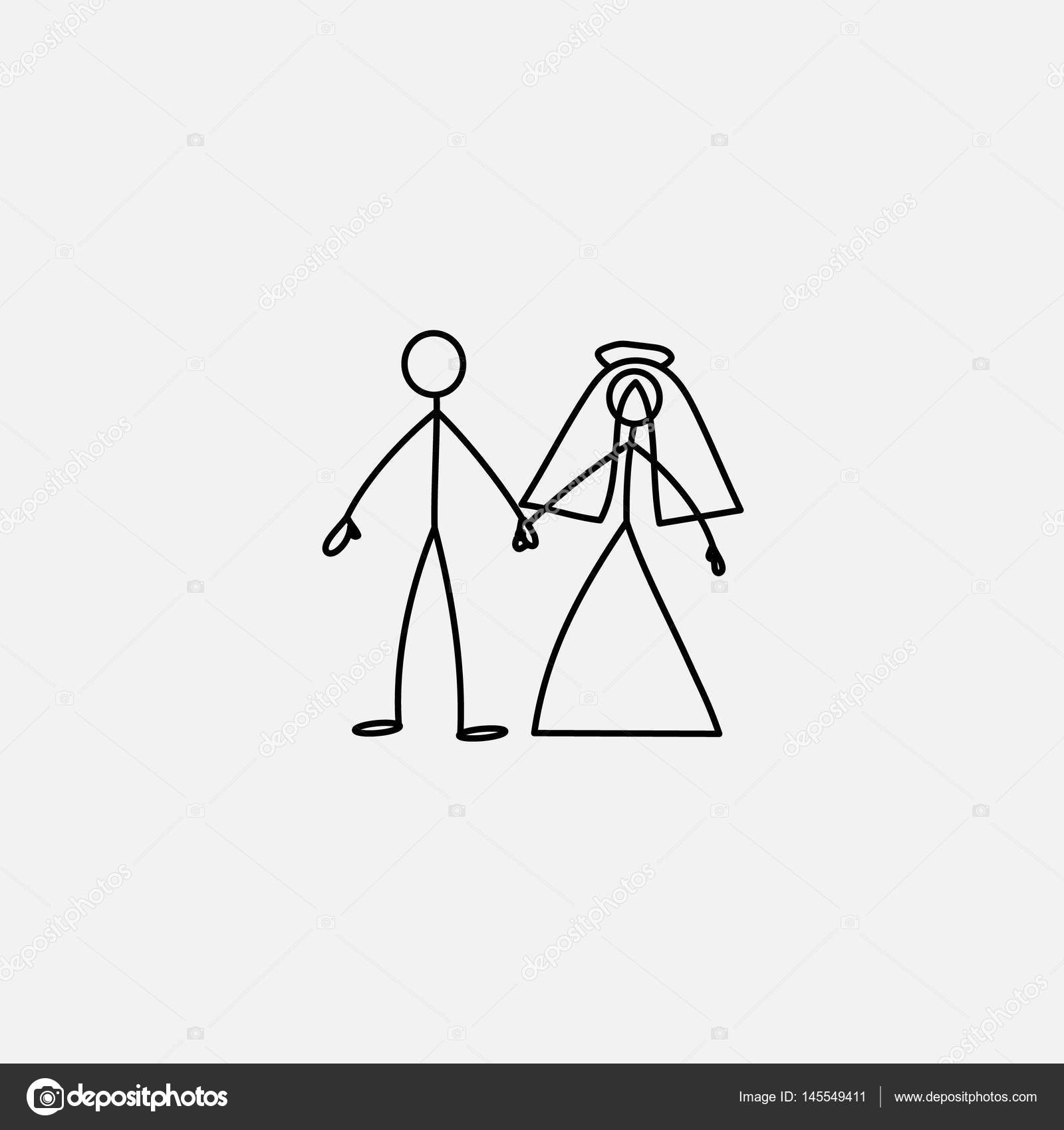 1600x1700 Wedding Family Icon Stick Figure Vector Stock Vector Binik1