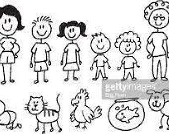 340x270 Custom Simple Stick Figure Family Portrait Family