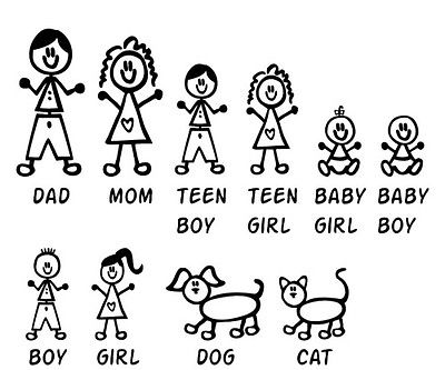 400x333 Stick Figure Vinyl Decal Car Window Sticker Up To 5 Family Members