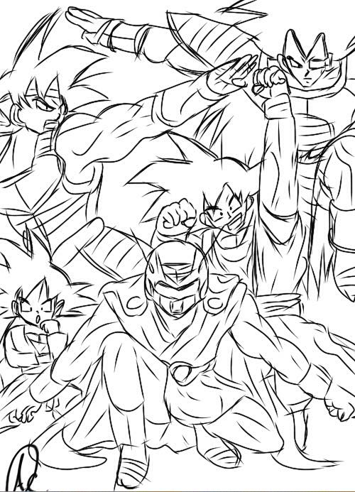 500x693 Dragon Ball, Son Family Pose Sketch By Minnexas