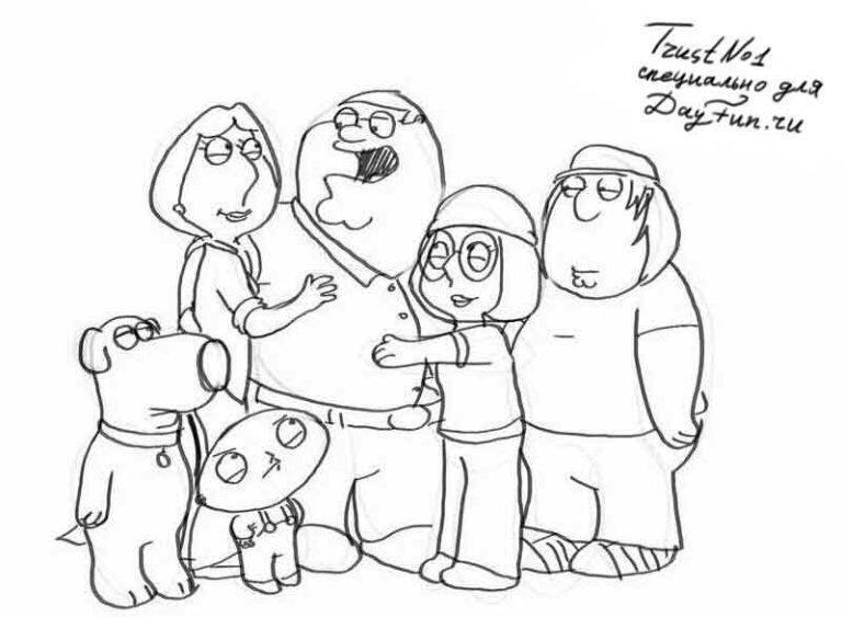 768x563 How To Draw The Griffin Family Step By Step