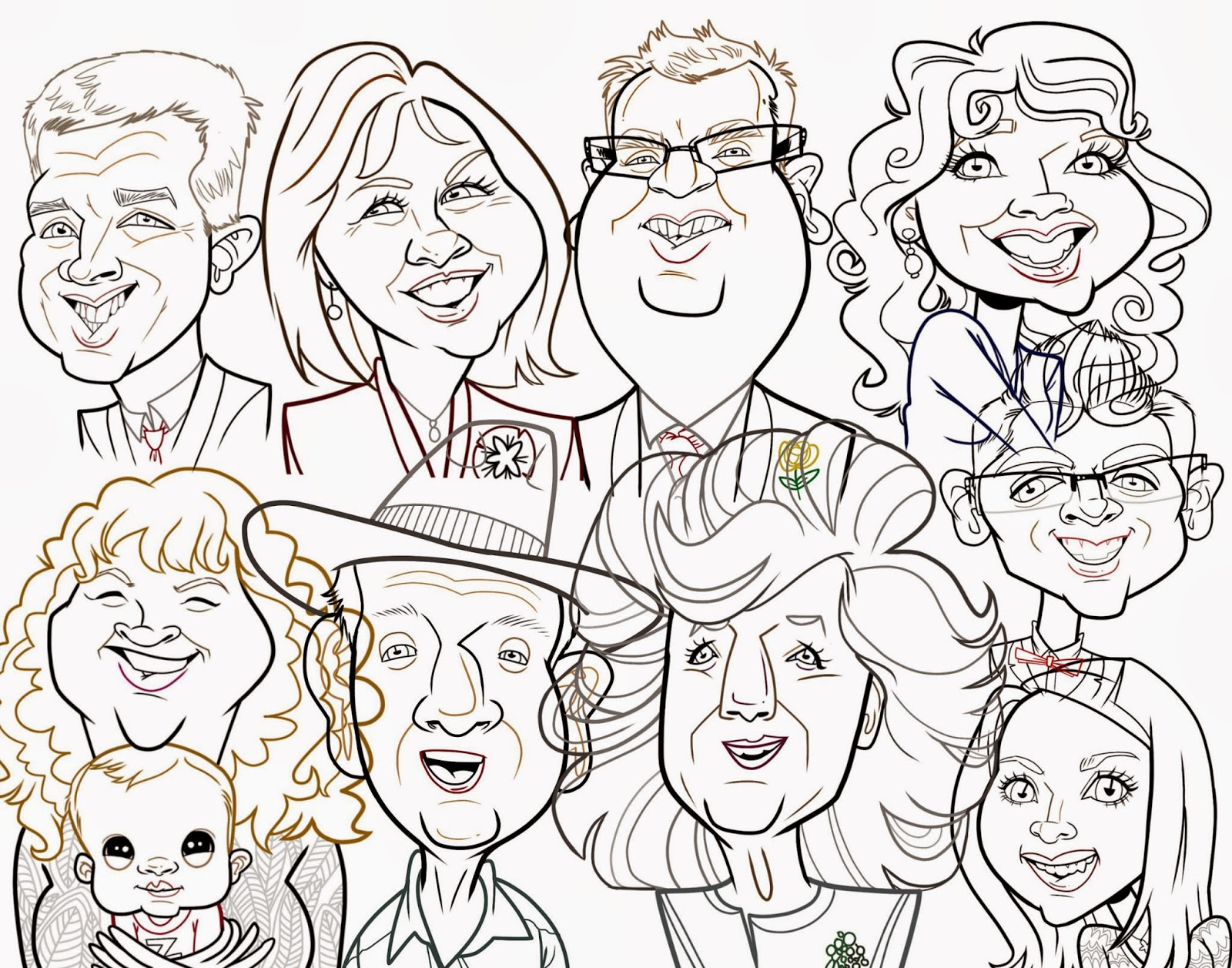 1600x1257 Big Family Caricature Fresh Baked Sketches