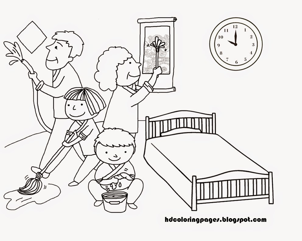 992x792 Cleaning Family Coloring Pages