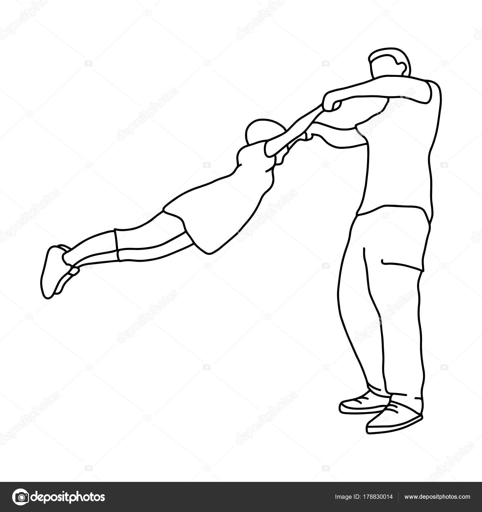 1600x1700 Father Holding Daughter In Hands And Rolling Around Vector