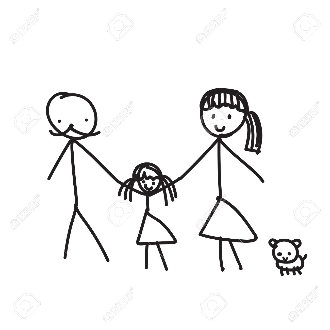 1300x1300 Hand Line Drawing Of A Family Parents Father Mother Children