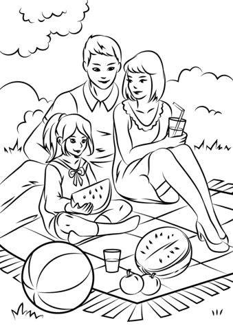 339x480 Family Picnic Coloring Page Free Printable Coloring Pages