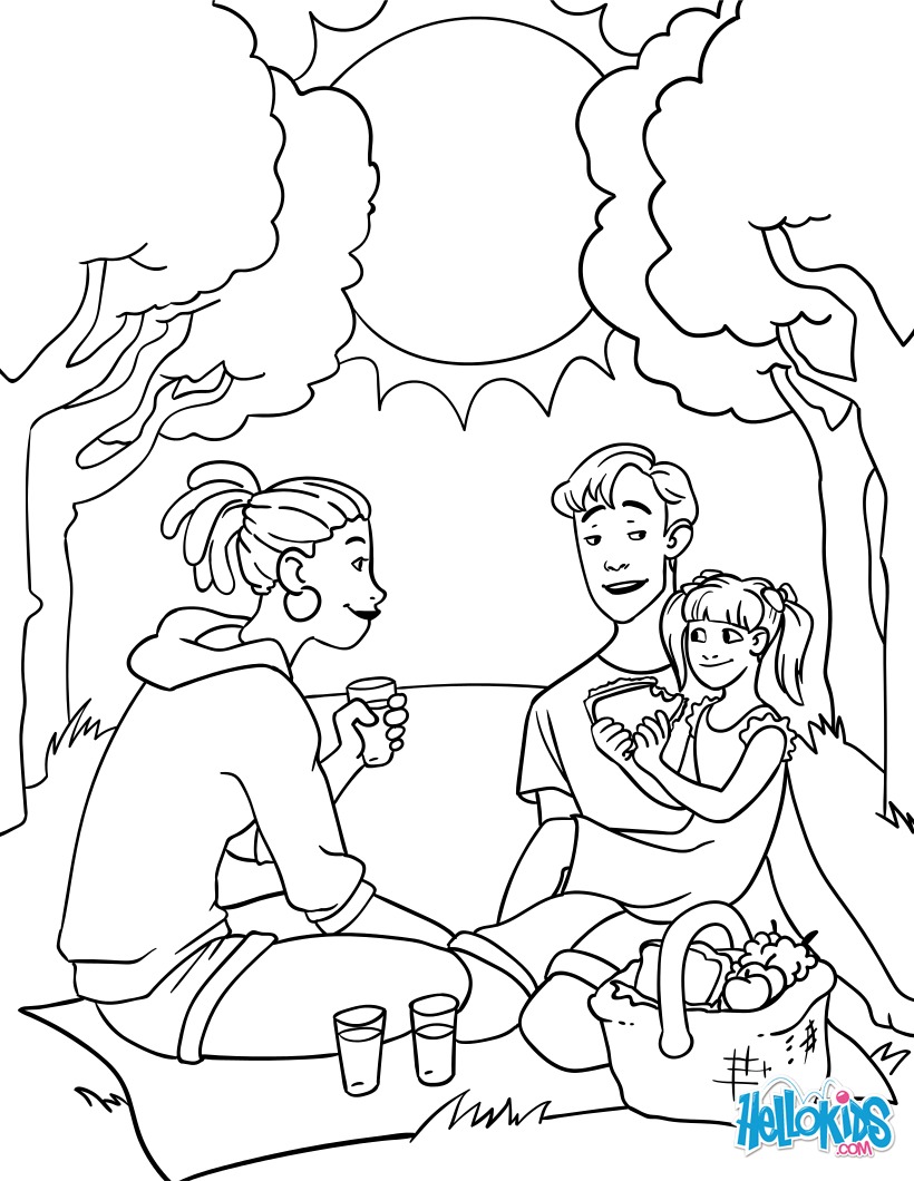 820x1060 Cute Family Picnic Coloring Page. Perfect Coloring Sheet For Kids