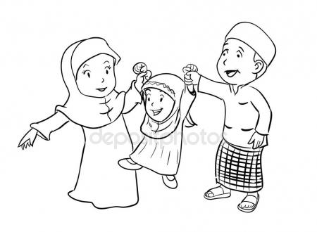 450x330 Coloring Happy Muslim Family