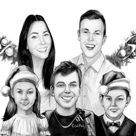 270x270 Caricature Family Portrait With Pets From Photographs