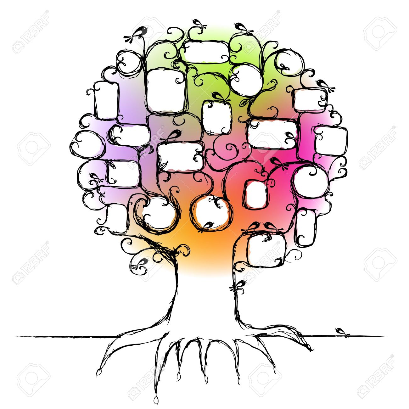 1300x1300 Design Of Family Tree, Insert Your Photos Into Frames Royalty Free