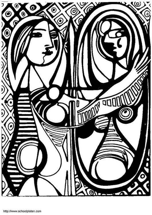 530x750 Coloring Page Picasso Girl In Front Of Mirror Coloring Pages
