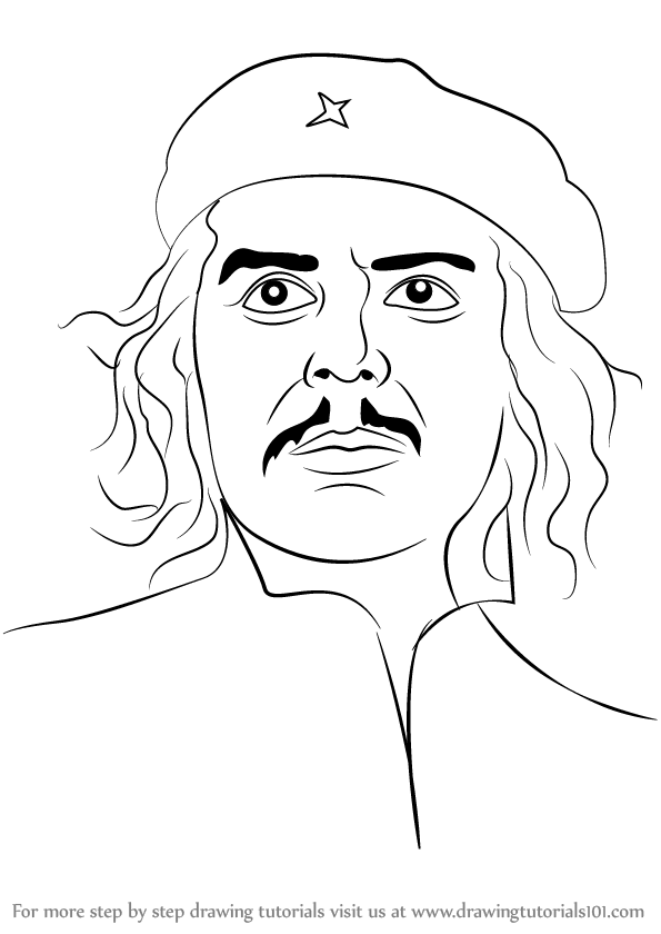 595x840 Learn How To Draw Che Guevara (Famous People) Step By Step
