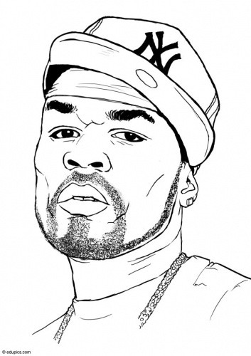 353x500 Compromise Coloring Pages Of Famous People Page 50 Cent Coloring