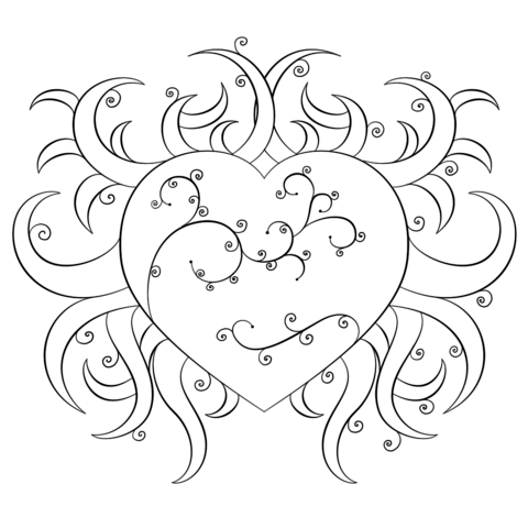 480x480 Fancy Heart Coloring Page Free Printable Coloring Pages