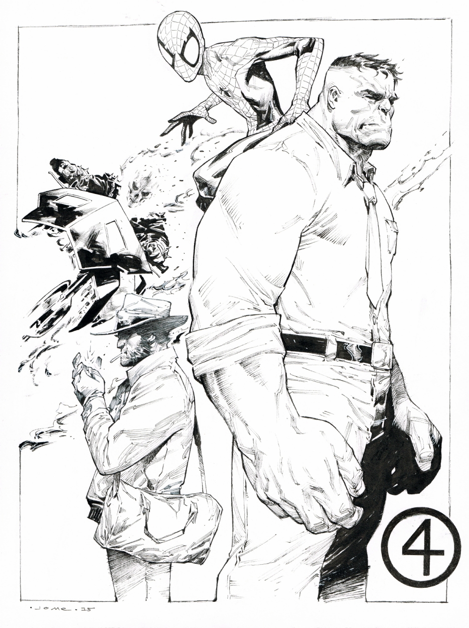 935x1250 Fantastic Four Comic Book Inked Art Ink Art