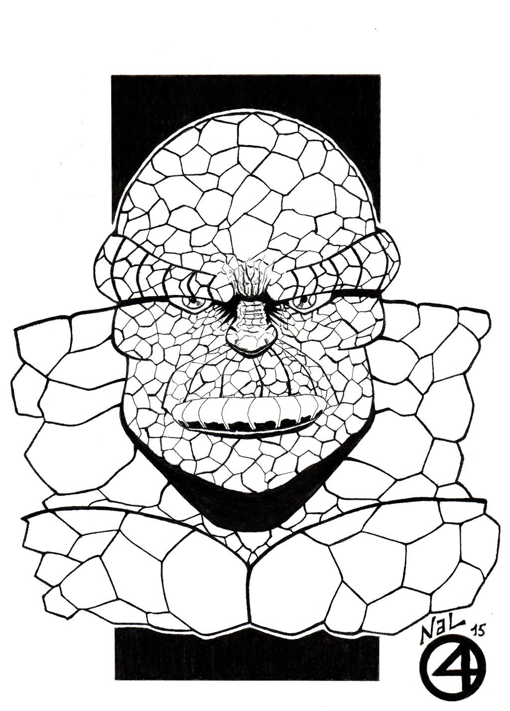 1024x1427 The Thing Fantastic Four Black And White Sketch By Tenshiflyers