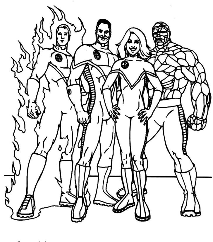 728x825 Fantastic Four Coloring Pages To Amusing Draw Page Kids Coloring