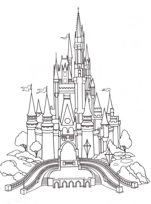 594x800 Disneyland Paris Castle Line Art By