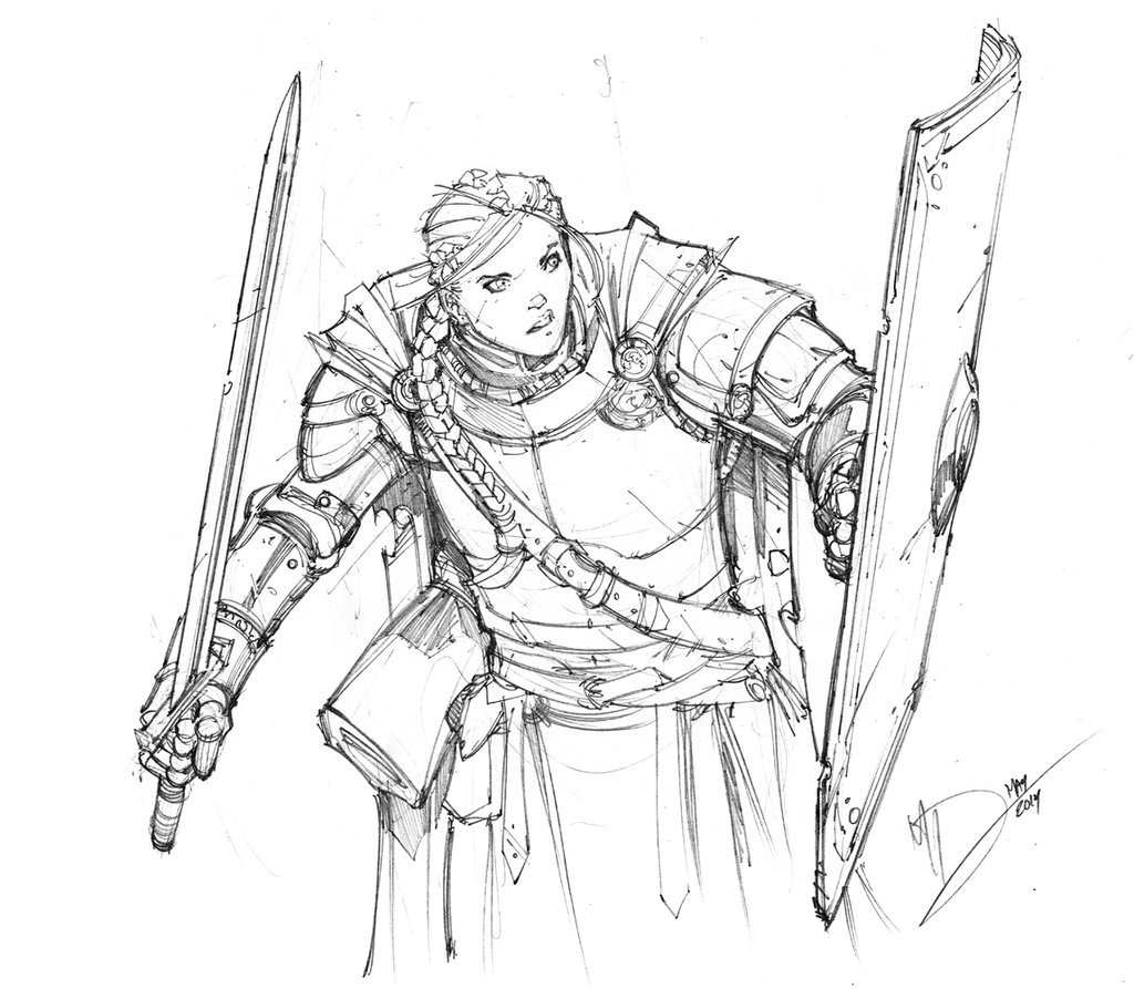 1024x893 Knight sketch by max W