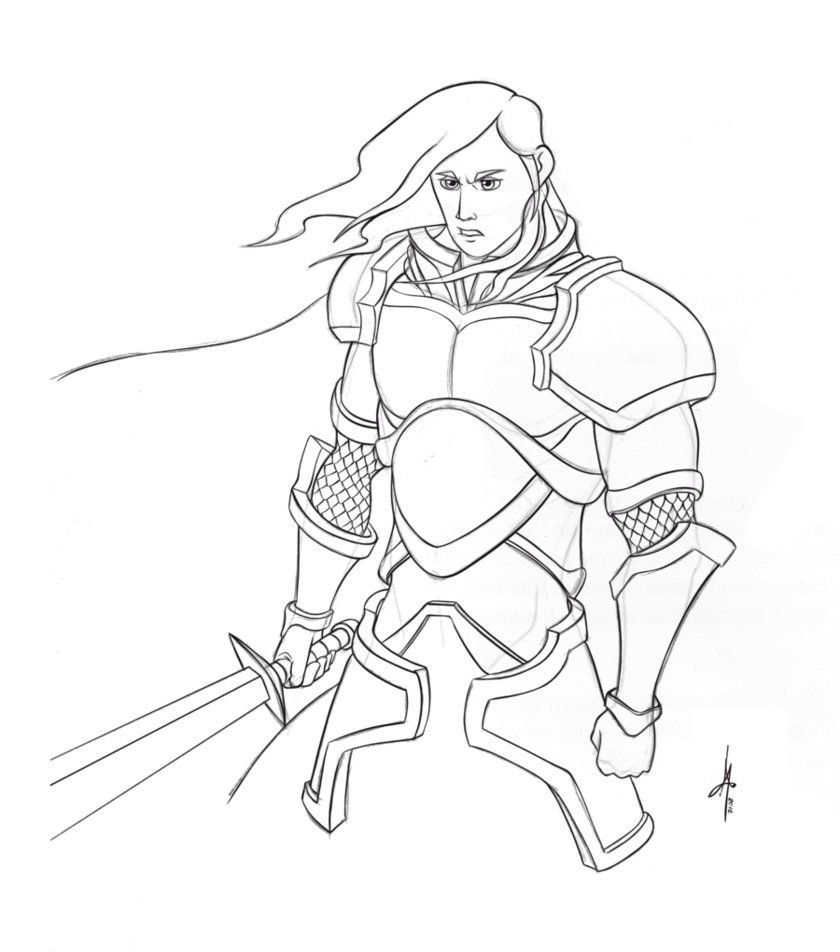 840x952 Knight Lineart Sample By Padisio