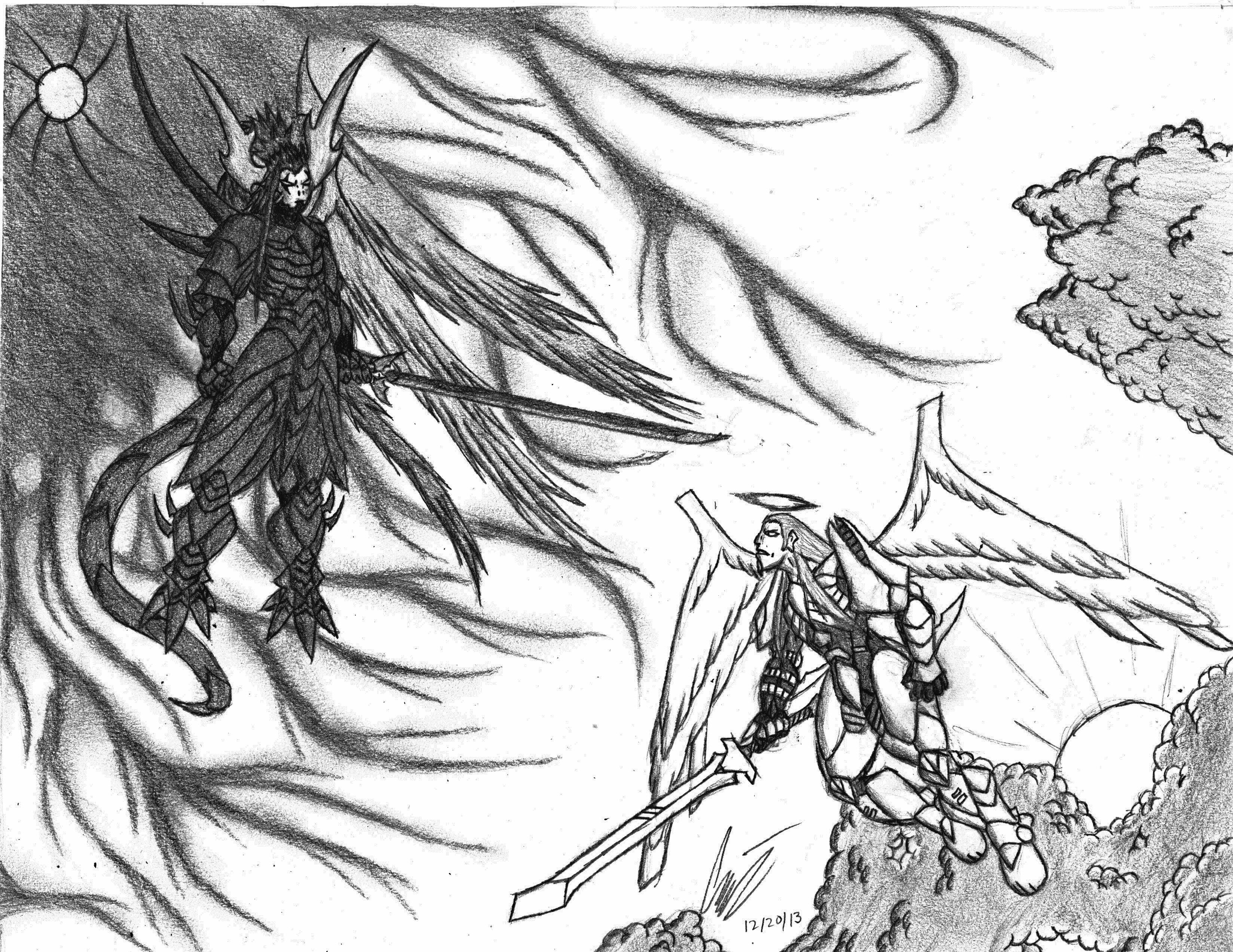 3296x2546 Dark Overlord Revalokai Vs. Angel King Demaya By D4rkmatt3r