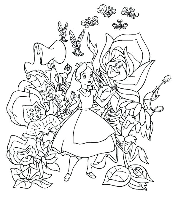 600x695 Elegant Alice In Wonderland Coloring Pages Online Fantasy World