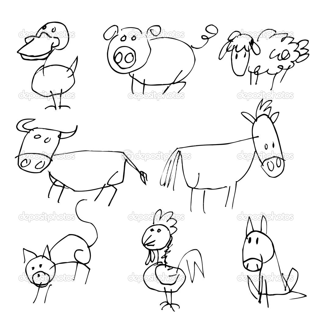 1024x1024 Drawings Of Farm Animals Farm Animal Drawings Clipartsco
