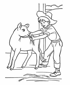 236x288 Farm Work And Chores Coloring Page Chase The Pigs Colouring