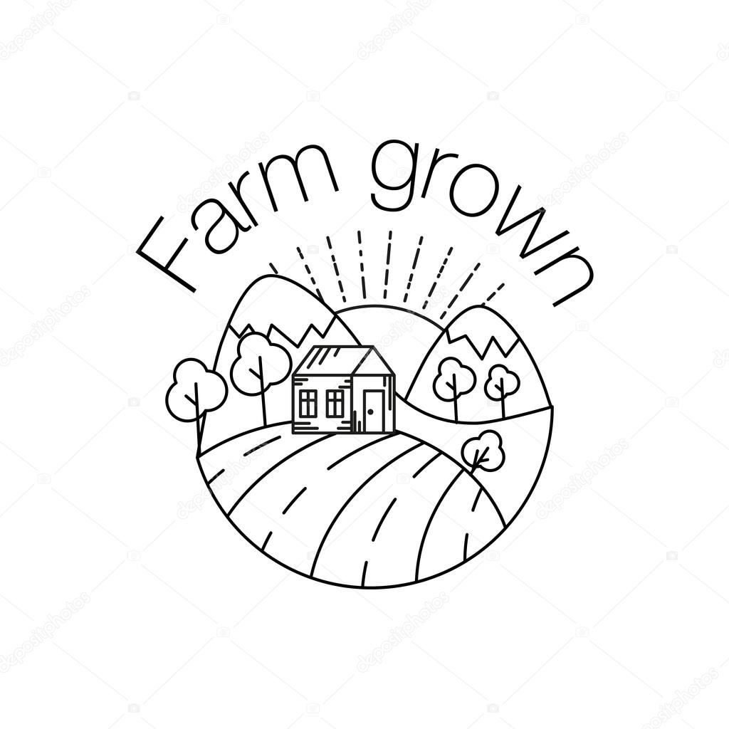 1024x1024 Farm Grown Outline Icon For Organic Food And Restaurants. Farm