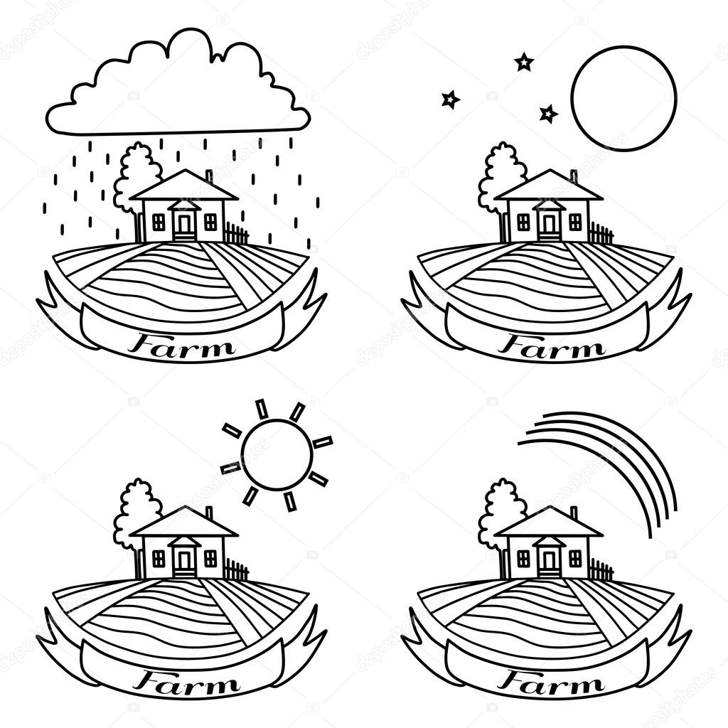 1024x1024 Farm Sketch Set Stock Vector Mamamariagood