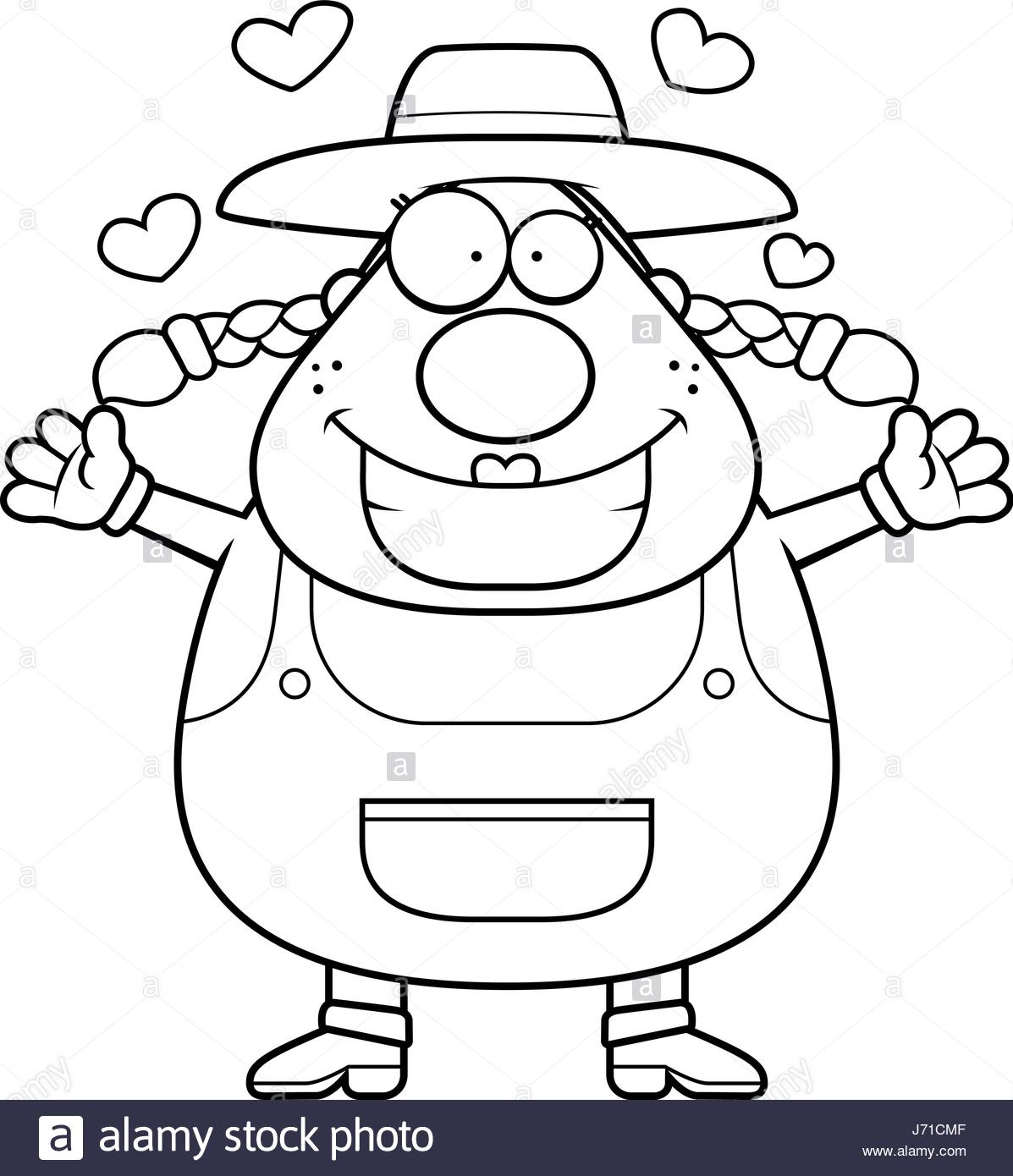 1197x1390 A Happy Cartoon Farm Girl Ready To Give A Hug Stock Vector Art